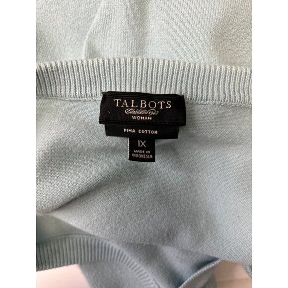 Talbots Woman Pima Cotton 1X Cardigan & Tank Set Light Blue - Picture 4 of 14